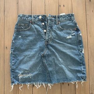 Old Navy Blue Mini Denim Skirt High Rise Distressed